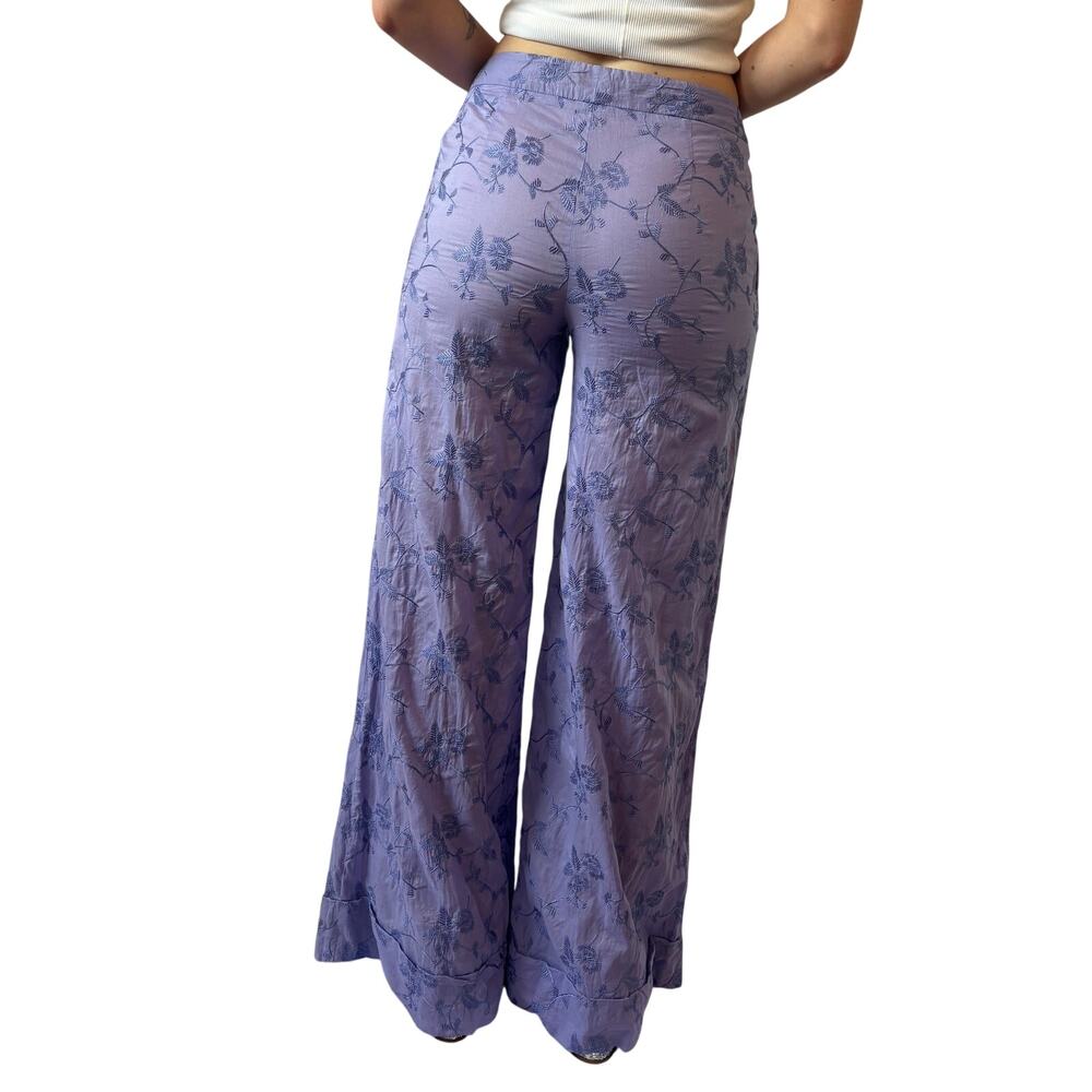 Ferragamo Vintage Purple Embroidered Vintage Wide Leg Palazzo Trousers - Picture 3 of 7